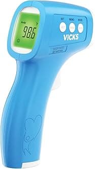 Vicks Non-Contact Infrared Thermometer for Forehead, Food and Bath – Fast, Reliable, and Clinically Proven Accuracy for Adults, Babies, Toddlers and Kids