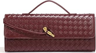 Trendy Woven Evening Clutch Purses Women Underarm Shoulder Handbag Cute Satchels Crossbody Purse PU Leather Wallet