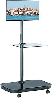 Allcam FS940 TV Trolley Floor Stand w/Mounting Bracket for 19-37 inch LCD/LED Monitors/TVs up to Mount Size 200x200, Tilt up/down 20°, Freely Pan 360°, Max Height 140 cm