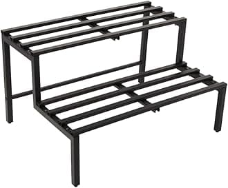 DECOWORLD || 2 Tier Metal Planter Stand || Black