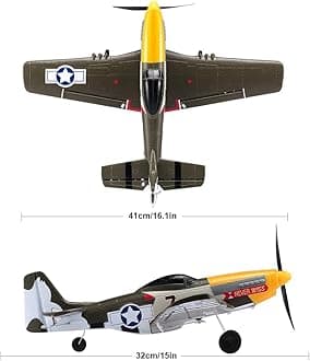 ANTSIR RC Plane for Adults and Kids, 4 Channel Remote Control Airplane with Aileron, Aerobatic P51 Mustang Fighter with 3 Modes Stabilization System for Beginners Learning to Fly