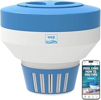 440 Pool Chlorine Floater Dispenser, Fits Up to 5 Pieces of 3-Inch Chlorine Tabs, Adjustable Flow, Control, Heavy-Duty Plastic - Suitable for Small & Large Pools - 9.6 Ounces