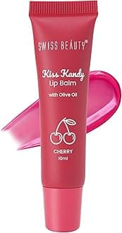 Swiss Beauty Kiss Kandy Tinted Lip Balm | Moisturising Non-Sticky Formula with Olive Oil & Vitamin E | Soft, Smooth & Hydrated Lips All Day | Cherry, 10ml