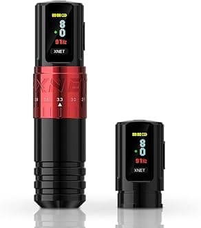 Xnet Vipera Adjustable Stroke Tattoo Machine - Wireless Tattoo Gun, Rotary Cartridge Tattoo Pen with Extra 2400mAh Battery Coreless Motor Tattoo Supply for Professional Tattoo Artists& Beginners, Red