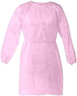 Personal Touch Health Care Apparel Universal Size (OSFM) Pink Disposable Isolation Gowns - Latex-Free Gown is Fluid Resistant with Knitted Cuffs Medical & PPE Gowns - Ideal Staff Protection (10 Pack)