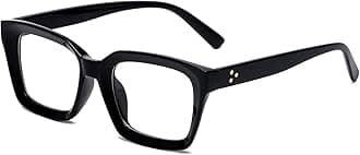 EYLRIM Classic Thick Square Frame Clear Lens Glasses for Women Men Non Prescription Eyeglasses, A1 Bright Black, M
