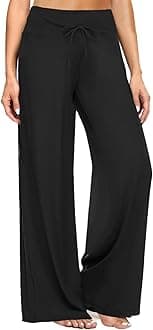 Soft Black Pajama Pants for Women, Wide Leg Pants Woman Flowy Comfy Casual Lounge Yoga Capri Pants 22”/ 30”