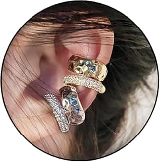 Ear Cuff Earrings for Women Men Rhinestone Clip on Earrings Crystal Non Piercing Earrings Chunky Gold Round Huggie Ear Cuff Earrings for Women Jewelry Gifts