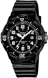 Boy's Quartz Watch Dial Analogue Display Black Resin Strap and Black Dial LRW-200H-1B