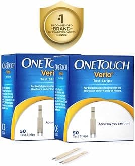 Verio Test Strips | Pack of 100 Test Strips | Blood Sugar Test Machine Testing Strips | Global Iconic Brand | For Use With One Touch Verio Flex Glucometer
