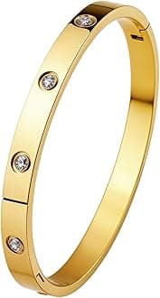 HighSpark Gold Bracelets for Women | 18K Gold Plated Stainless Steel Friendship Love Bangle Bracelet for Women | Lovely Gift