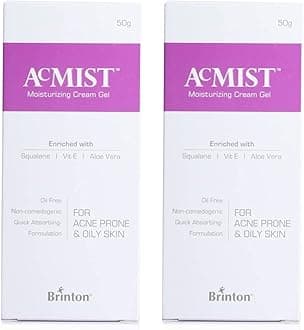 Brinton AcMist Moisturizing Cream Gel for Acne Prone and Oily Skin, Skin Cream, Moisture Cream, Moisturizing Cream, Dry Skin Cream, Skin Care Cream, 50 g x Pack of 2