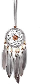 Dream Catchers for Cars Rear View Mirror Hanging Decorations, Gray Feather Dream Catcher for Car Charm Home Wall Decor Ornament