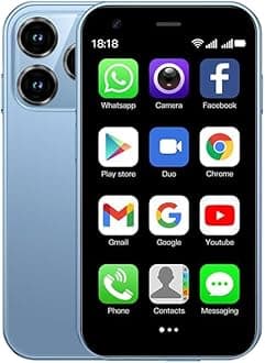 CatCalls Mini Phone 4G Unlocked 3.0'' Touch Screen Compact Mobile Phone for Kids & Students 2000mAh Battery Cell Phone with Dual SIM Quad Core Face ID//Bluetooth/GPS 3GB+32GB Memory (XS15-Blue)