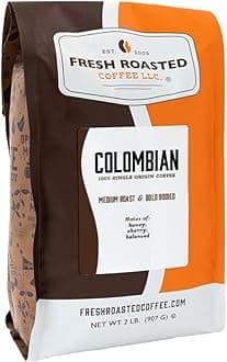 Fresh Roasted Coffee,100% Colombian, 2 lb (32 oz), Medium Roast, Kosher, Whole Bean