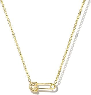 Gold Necklace for Women - 14K Gold Plated Dainty Italian Horn Star of David Butterfly Bow Sun Lotus Volleyball Baseball Cowboy Boots Necklace Jewelry Everyday for Women