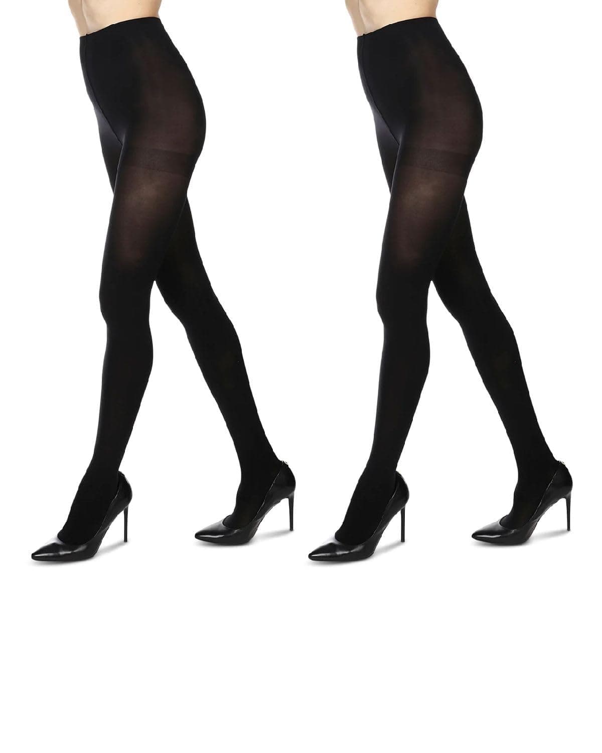 MeMoi2 Pack Perfectly Opaque Tights, Microfiber Control Top Tights, Comfortable and Lightweight - Sizes Extra Small to Q2