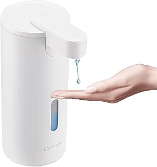 Automatic Soap Dispenser, Automatic Liquid Soap Dispenser Touchless, 12oz/340ml, 3-Level Adjustable, Battery Operated, Water-Resistant for Bathroom, Kitchen, and School, Clog-Free, White