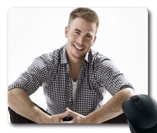 Custom Gaming Mouse Pad with chris evans actor guy charming smile Non-Slip Neoprene Rubber Standard Size 9 Inch(220mm) X 7 Inch(180mm) X 1/8 Inch(3mm) Desktop Mousepad Laptop Mousepads Comfortable Computer Mouse Mat