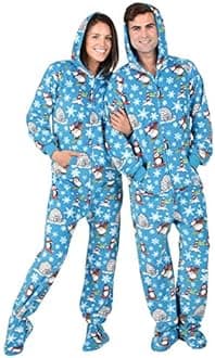 Footed PajamasAdult Fleece Hoodie One Pieces | One-Piece Pajama Jumpsuits for Men and Women Pjs | Unisex