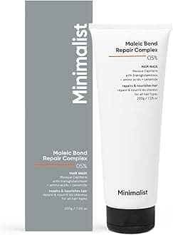 Minimalist Maleic Bond Repair Complex 5% Hair Mask with Transglutaminase, Amino Acids & Ceramides | For Damaged & Frizzy Hair | For Women & Men | For All Hair Types | 200 gm