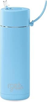 Frank Green Ceramic Reusable Bottle with Straw Lid, 20oz/595ml Capacity (Sky Blue)