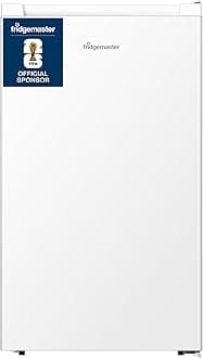 Fridgemaster MUR4894E 82L Under Counter Fridge with LED Lighting, Adjustable Temperature Control, Reversible Door and 3 star Ice Box, White, E rated