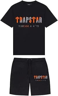 Trapstar Letters Printed Casual Sportswear Suit, Men and Women T-Shirt + Shorts + Hat 3 Piece, Loose Jogging Short Sleeve Tracksuits (Color : I1, Size : Large)