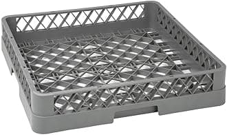 Vogue Open Cup Dishwasher Rack, Grey, Dimensions: 100(H) x500(W) x500(D) mm, Any Commercial Washer Compatible - Check Dimensions, Open Bottom for Quick Drying, Commercial & Home Use, K908