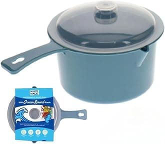 White Magic Ocean Bound Recycled Plastic Microwave Saucepan with Lid – 600ml Capacity, Dishwasher & Freezer Safe, BPA-Free, Microwave Safe, Splash-Proof Lid – Ideal for Soups, Stews & Leftovers