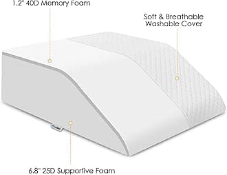 Forias 8" H Leg Elevation Pillows for After Surgery Swelling, Memory Foam Bed Wedge Pillow Leg Elevated for Back Sleeping Lower Back Sciatica Knee Hip Ankles Pain Relief, White