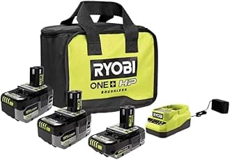 RYOBI ONE+ 18V Lithium-Ion HIGH Performance Starter Kit with 2.0 Ah Battery, 4.0 Ah Battery, 6.0 Ah Battery, Charger, and Bag