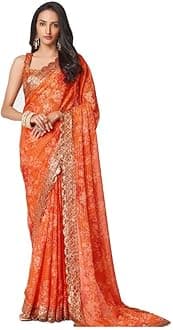 Bollywood Saree Party Wear Pakistani Designer Sari Wedding, Saree for Sanna Stone Work Saree Sari