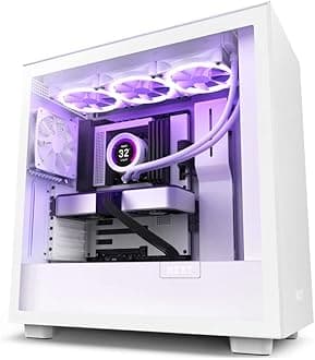 NZXT H7 - CM-H71BW-01 - ATX Mid Tower PC Gaming Case - Front I/O USB Type-C Port - Quick-Release Tempered Glass Side Panel - Vertical GPU Mount - Integrated RGB Lighting - White