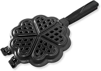 Sweetheart Waffler, Cast-Aluminium Waffle Pan, Waffle Pan for Mini Waffles, Heart Shaped Waffles, Mini Waffle Maker - Black