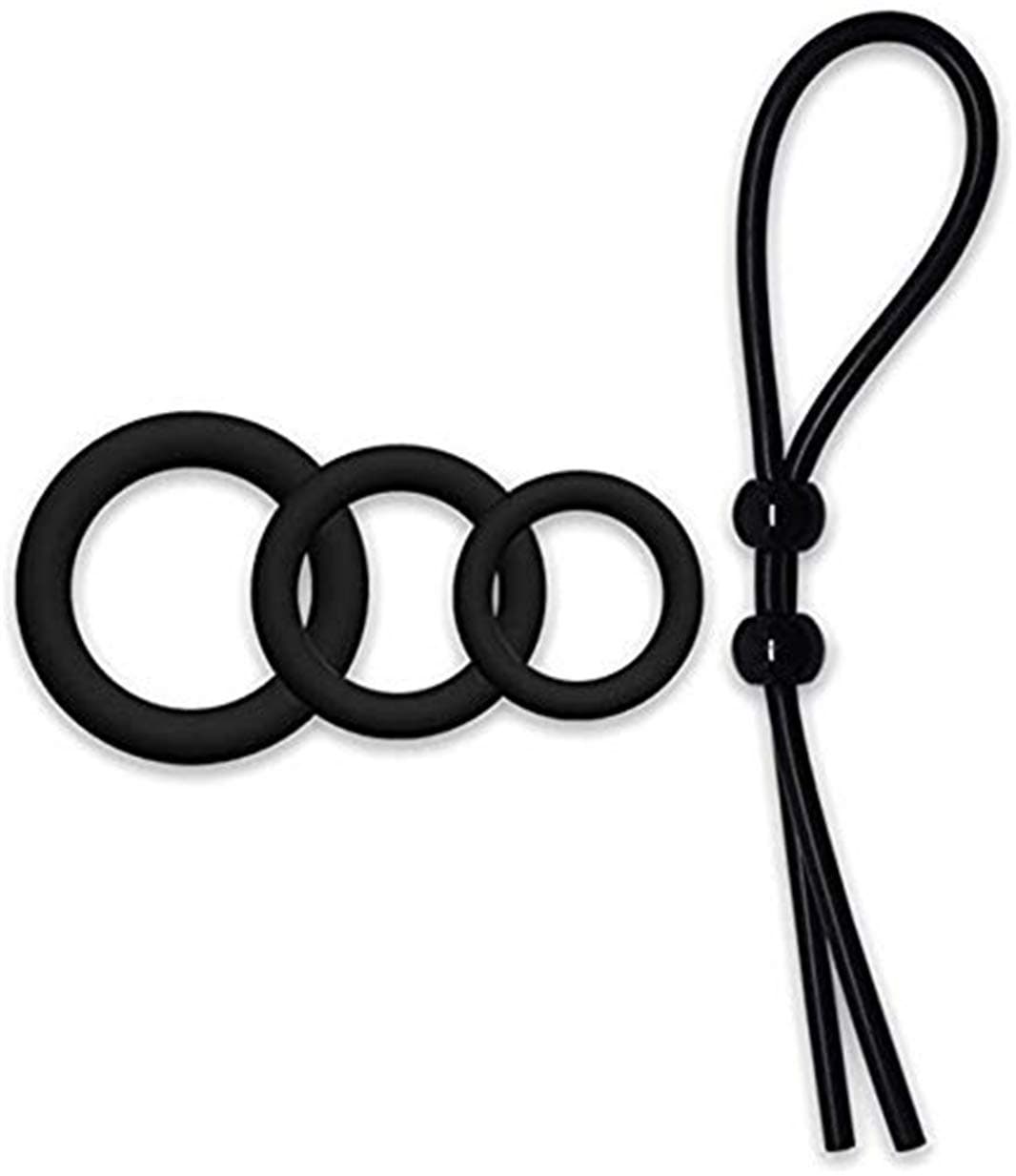 4 Pack Clock Rings Set for Men Black –3 Rings and 1 Adjustable Loops