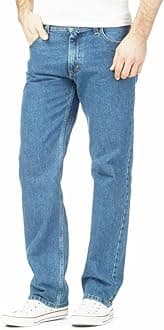 Mens Straight Leg Denim Jeans, Comfortable Hard Wearing Jean, Stylish & Classic Plain Fashion Trousers for Men Regular Fit Cotton Denim Pants
