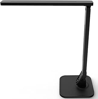 Lampat LED Desk Lamp, Dimmable LED Table Lamp Black, 4 Lighting Modes, 5-Level Dimmer, Touch-Sensitive Control Panel, 1-Hour Auto Timer, 5V/2A USB Charging Port)