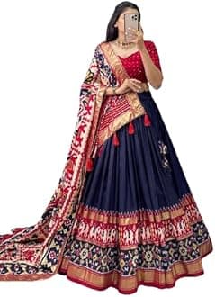 GenericWomens' Wear Tussar Silk With Patola Printed Lehenga Choli Patola Print With Foil Work Chaniya Choli