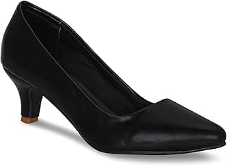 Get GlamrWomen Faux Leather Classic Work Pumps|| Semi-Pointed Toe|| Block Low Heels|| Smart Causals|| Heel Pumps