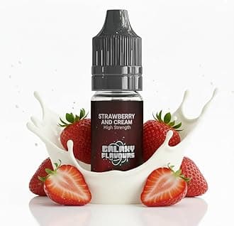 Strawberry and Cream Food Flavouring Drops 10ml - Premium Dessert Extract for Professional Baking & Luxury Cream Beverages - High Strength Food Grade Concentrate by GALAXY FOOD FLAVOURS