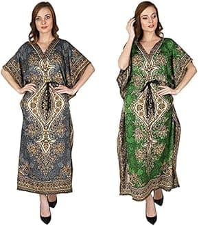 Ukal Women's and Girl's Long Nightwear Nighty Beachwear Viscose Nightwear Kaftan Maxi Summer Dress