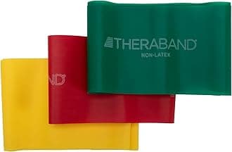 TheraBand Non-Latex, Elastic Resistance Bands Set for Physical Therapy, Yellow, Red, Green, Beginner
