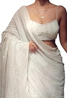 Women's Work Georgette Saree with Blouse