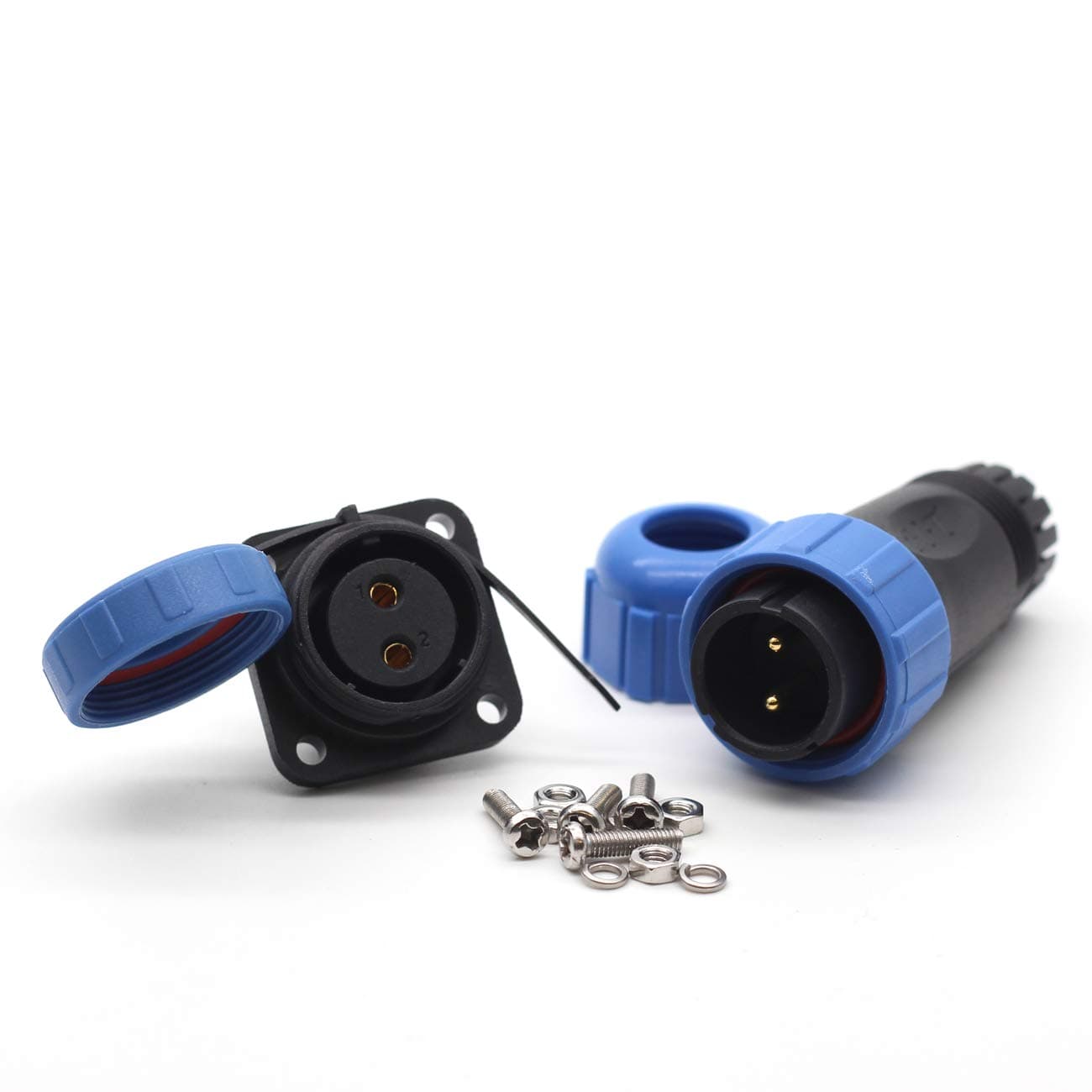 SP21 2Pin-12Pin Panel Mount 21mm Waterproof Circular Electrical Wire Connectors,Aviation Cable Connectors (2Pin, Plug Male & Socket Female)