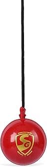 SG Synthetic I Ball with Cord Cricket Hanging Ball | Red | Standard | PVC | Unisex | Ideal for Practice | Durable Construction | Lightweight (159g) | Easy to Hang | Enhances Batting Skills