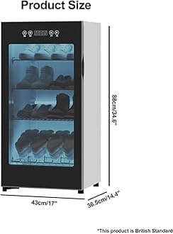 JUMEIYP Shoe Sterilization Dryer,Smart Drying Shoes Cabinet,Double Ultraviolet Ozone Sterilization, Internal Circulation Hot Air PTC Heating,Can Control Time,for beauty salons, home (4 Layered)