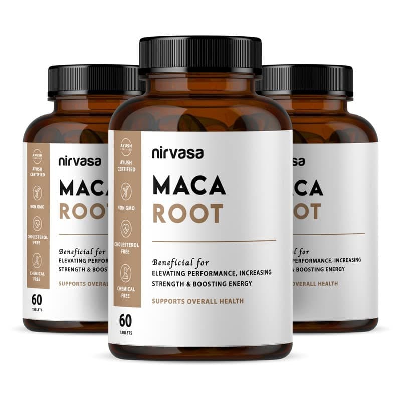 Nirvasa Maca Root Tablets 800mg (3x60 Tabs) | Ayurvedic Supplement for Energy, Strength, Stamina & Vitality | Supports Fertility & Hormonal Balance | For Men & Women (Pack of 3)