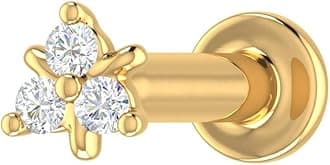 0.03 Carat 3-Stone Natural Diamond Nose Pin Screw Back Nose Stud 18K Gold Body Piercing Jewelry Gift for Women