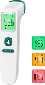 Forehead Thermometer for Adults and Kids, Fast Accurate Thermometer with Fever Alarm, 1S Reading & Silent Mode, Easy to Use Health Thermometer (Green)